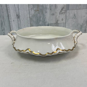Vintage 1929 Pope-Gosser Sepia Gold Fine Bone China Double Handle Serving Bowl